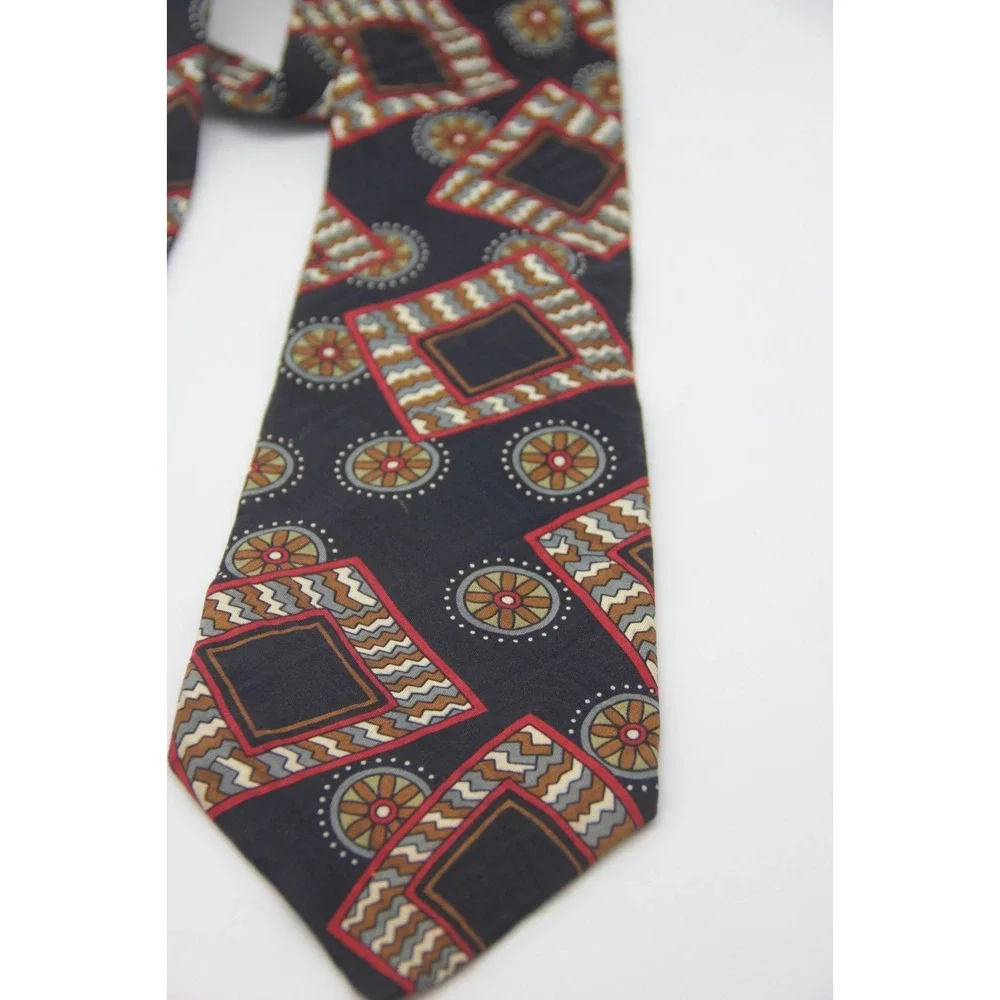 Oscar De La Renta Couture Collection Abstract Multicolor Geometric Tie USA Silk